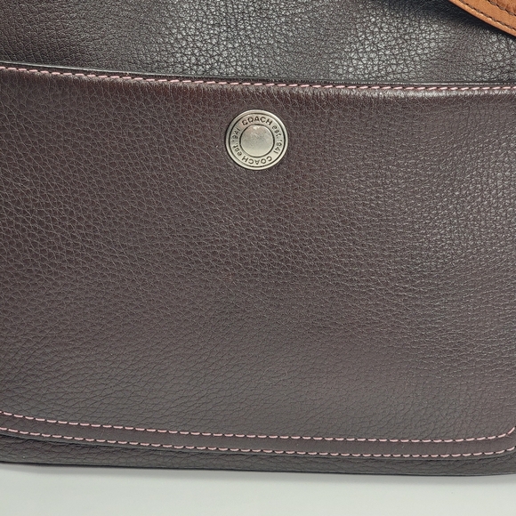 Coach Dark Brown Tan Gorgeous Pebble Leather Shoulder Bag Purse No H0669-F08E98 - Picture 2 of 16